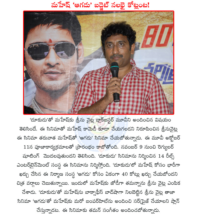 srinu vaitla new film,mahesh srinu vaitla agadu,mahesh babu agadu,mahesh babu agadu budget 40 crores,mahesh babu film agadu,mahesh babu tamanna film agadu,mahesh tamanna,
mahesh taman film,  srinu vaitla new film, mahesh srinu vaitla agadu, mahesh babu agadu, mahesh babu agadu budget 40 crores, mahesh babu film agadu, mahesh babu tamanna film agadu, mahesh tamanna, 
mahesh taman film, 